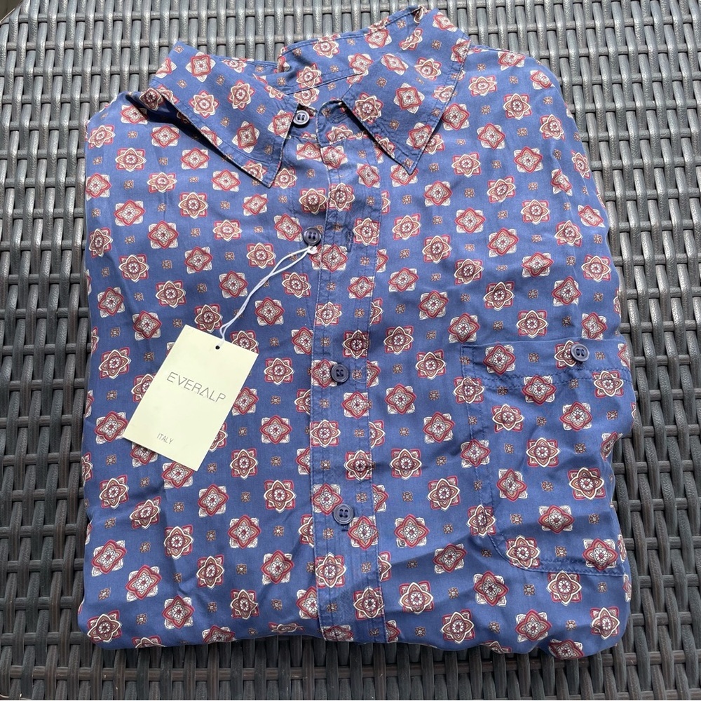 Everalp Silk Printed Button Up Shirt Size XL